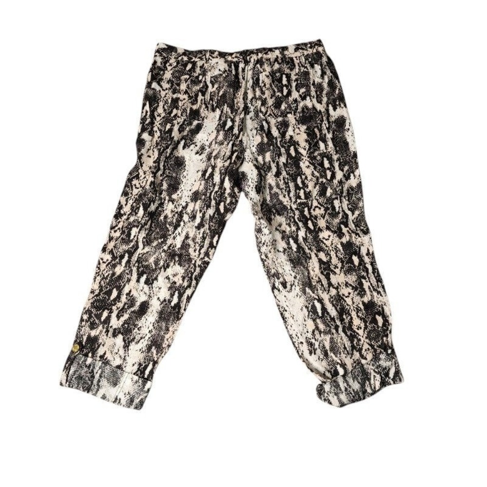 Calvin Klein Modern Essentials 100% Linen Snake Print Crop Pants Size L